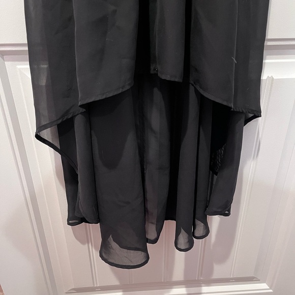 Vintage 90s Black Lace High-Low Dress Goth Witchy Emo Whimsigoth Flowy Y2K - Picture 7 of 14